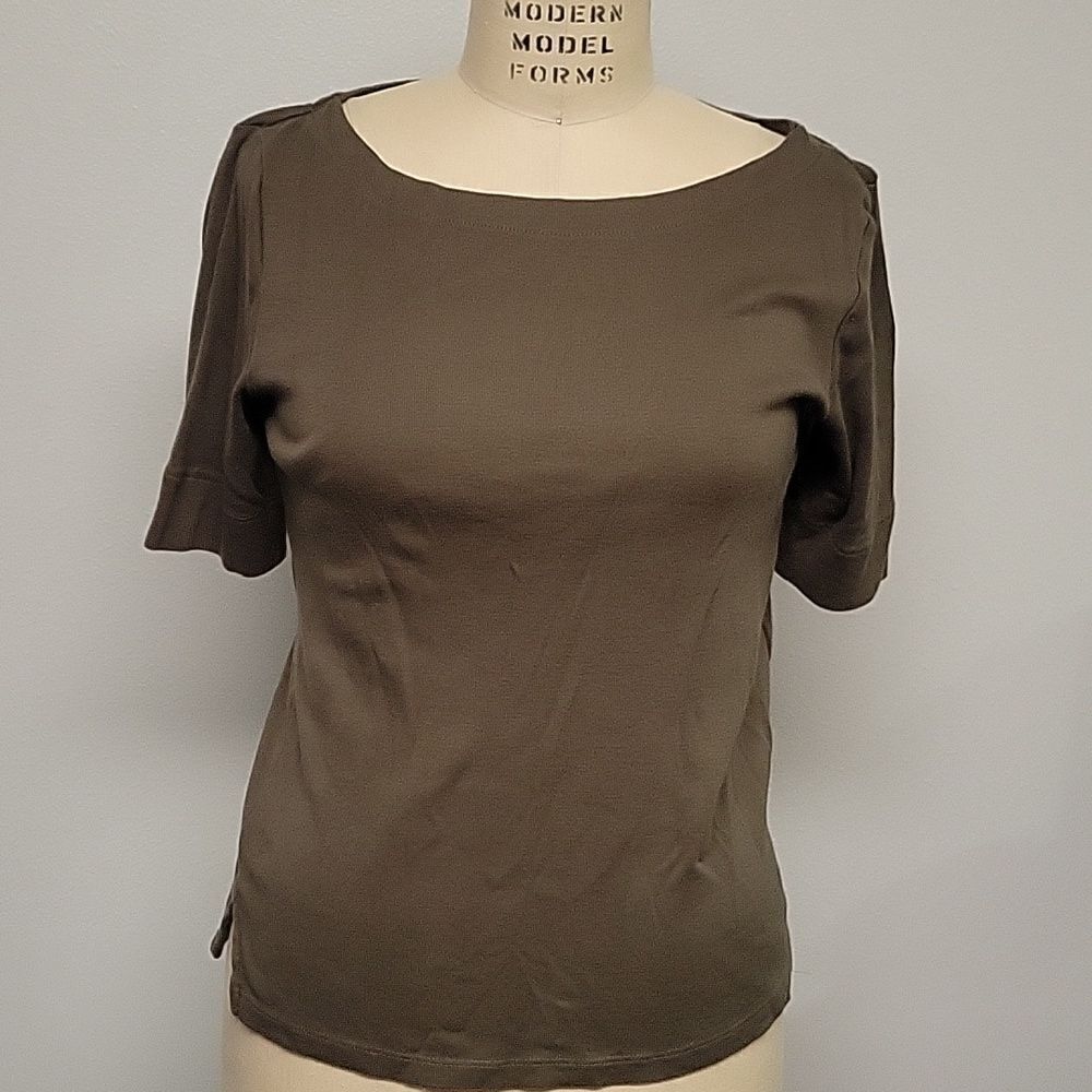 Chico's T Shirt Sz O Brown Pullover The Ultimate Tee Basic Staple